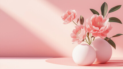 Abundant Pink Blooms Arranged In A Round Pink Vase