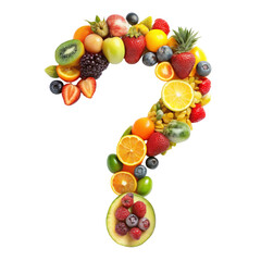 Question Mark Made of Fruits Isolated on White Background
