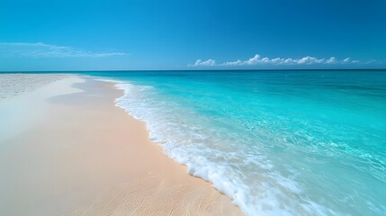 Serene Beachscape with Crystal Clear Turquoise Waters and Soft White Sands