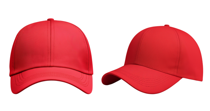 Red cap mockup on transparent, ai generated..
