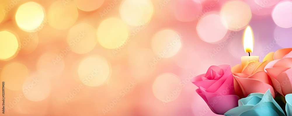Poster pastel color illustration abstract background idea. vibrant roses with soft candlelight creating a r
