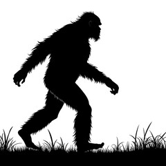Fototapeta premium Bigfoot silhouettes and bigfoot vector concept illustration. Bigfoot silhouette on white background.