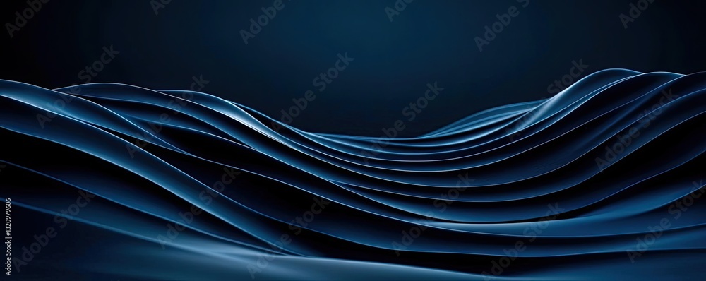 Poster Waterscape abstract background idea. Abstract waves in gradients of blue create a mesmerizing, fluid visual experience.