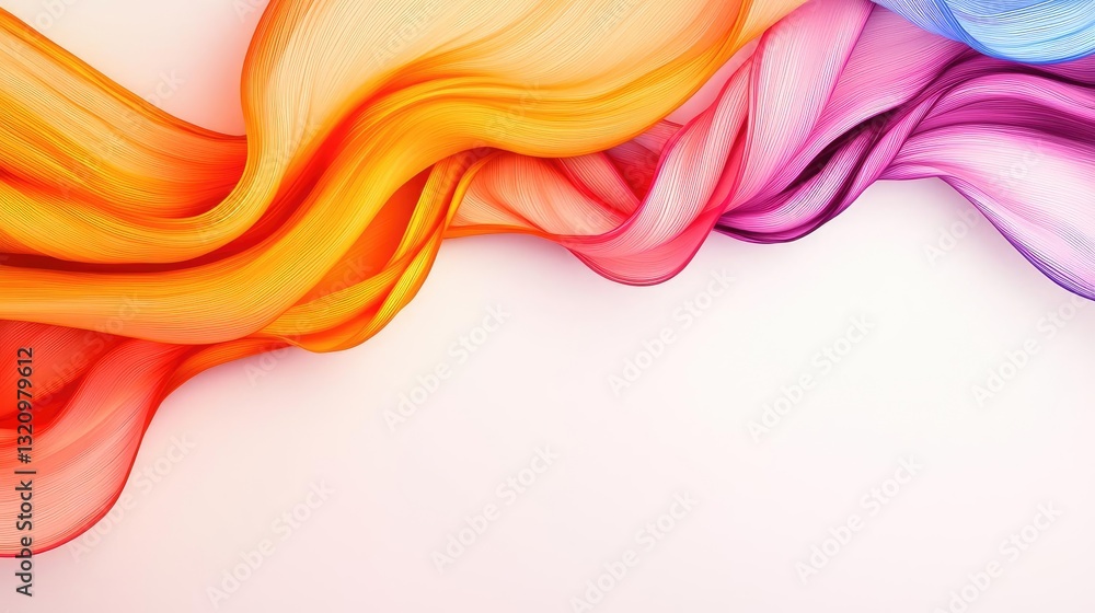 Poster Pastel color illustration abstract background idea. Colorful abstract waves of fabric flowing smoothly in vibrant hues of orange and pink.
