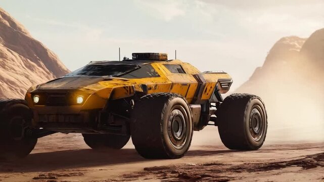 The off-road car roared to life, expertly navigating through rugged terrain, rocks, and mud, ready for an adventure in the wild.