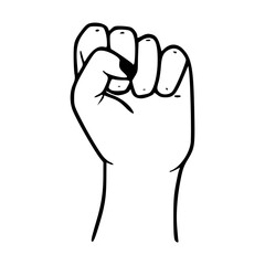 raised fist line art vector illustration