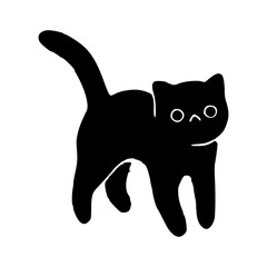 cartoon black cat silhouette vector illustration