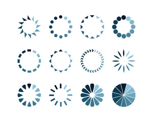 Collection Loading bar status icon. Vector illustration. Set of vector loaded icons. Download progress. Donload or Upload.