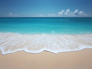 Pristine Tropical Beach with Turquoise Ocean and Gentle Waves