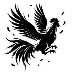 Silhouette of a fighting rooster © Breck