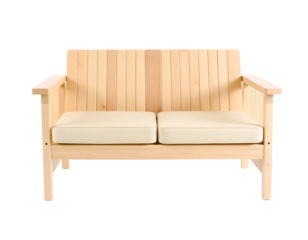 Wooden bench isolated on a transparent background