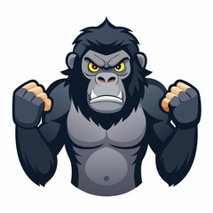 Obraz premium Concept illustration angry gorilla. Face of gorilla isolated on white background, vector image.