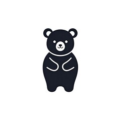 Naklejka premium Cute Bear Icon - Minimalist Black and White Silhouette Illustration