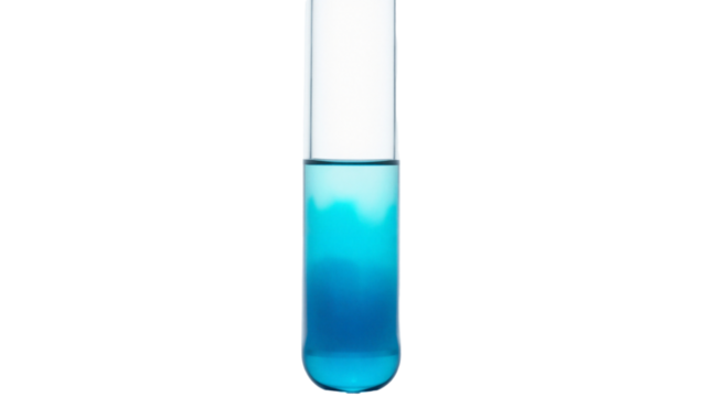 Clear Test Tube with Gradient Liquid Isolated on Transparent Background for Scientific and Educational Use