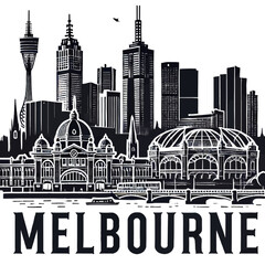 Naklejka premium Silhouette of Melbourne - Modern Graphic Design