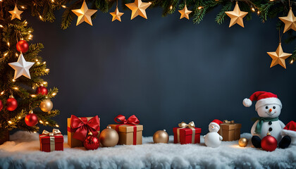 Christmas Background with Santa Claus and Snowman &ndash; A Joyful and Magical Holiday Scene