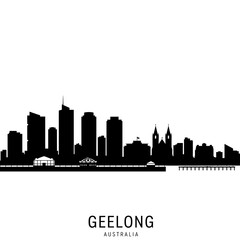 Naklejka premium Geelong Skyline - Minimalist Vector Illustration