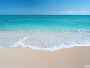 Pristine Tropical Beach with Turquoise Ocean and Soft White Sand Shoreline