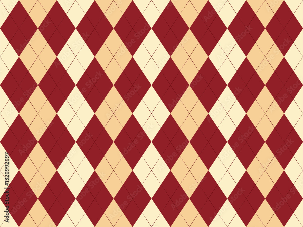 Poster elegant argyle pattern in rich burgundy and cream. perfect for textile design, backgrounds, or addin
