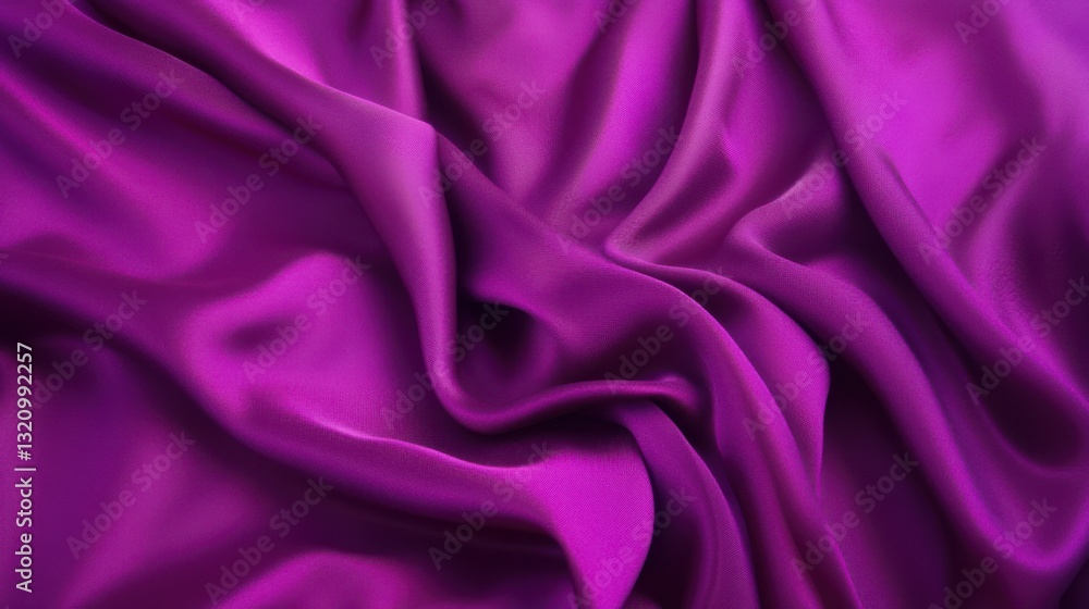 Poster silk-like flowing fabric in electric purple and magenta, dynamic wave-like movement with smooth surf