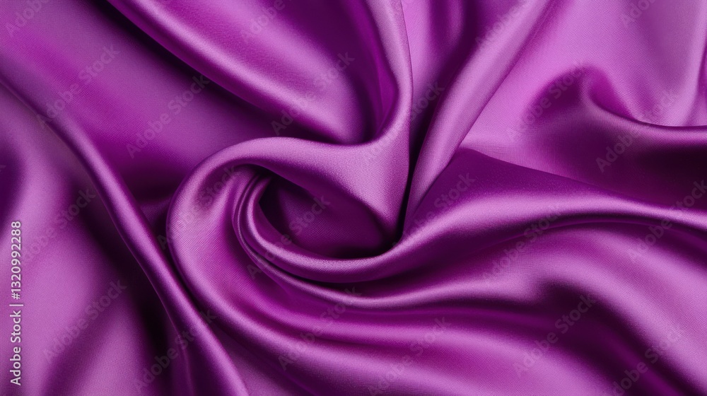 Poster silk-like flowing fabric in electric purple and magenta, dynamic wave-like movement with smooth surf