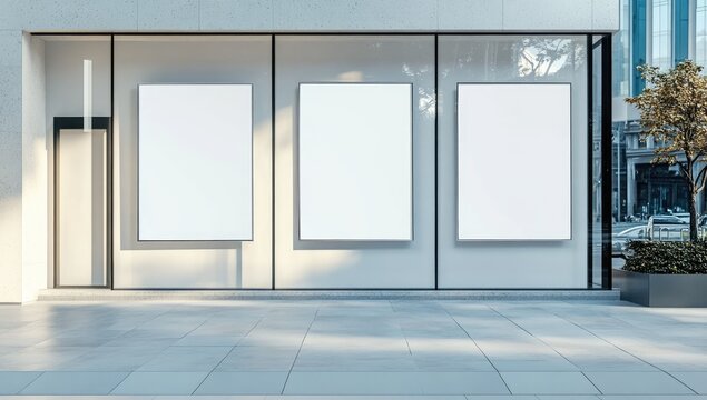 Modern storefront with blank posters