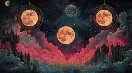 Moon Cosmic exploration visual art