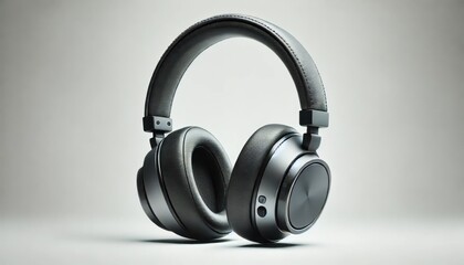 modern over-ear headphones, isolated on a grey background