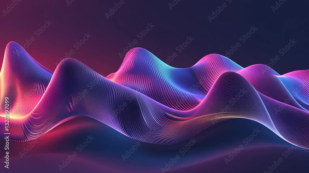 Poster vibrant digital artwork with multicolored waves against dark background dynamic and futuristic visua