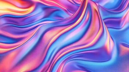 Obraz premium Vibrant Fluid Metallic Abstract: Iridescent Waves of Color and Texture