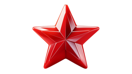 Realistic isolated glossy red star. Bright toy plastic design shiny 3d, vibrant color tones. Abstract cover illustration. Backdrop, banner. Holiday childish fun.