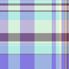 Knit texture plaid background, winter seamless fabric check. Customizable tartan textile vector pattern in light and indigo colors.