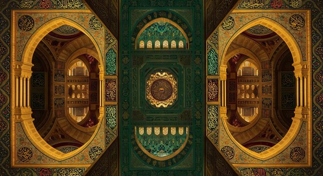Arab background remanding to Islam culture. Design created using droste effect on a 13th century architectural detail in a mosque