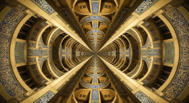Arab background remanding to Islam culture. Design created using droste effect on a 13th century architectural detail in a mosque