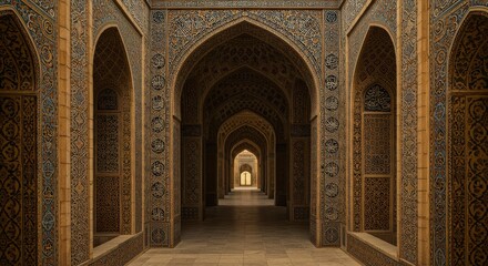 Arab background remanding to Islam culture. Design created using droste effect on a 13th century architectural detail in a mosque