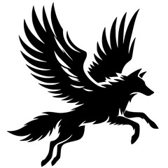 Silhouette of a winged wolf