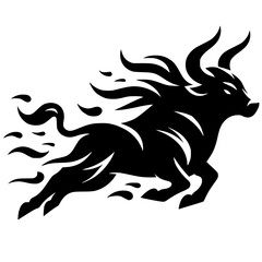 Flying bull silhouette