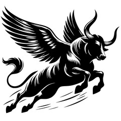 Winged bull silhouette