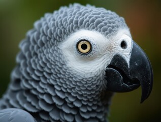 Obraz premium Close-up of African Grey Parrot Showing Intricate Feather Patterns