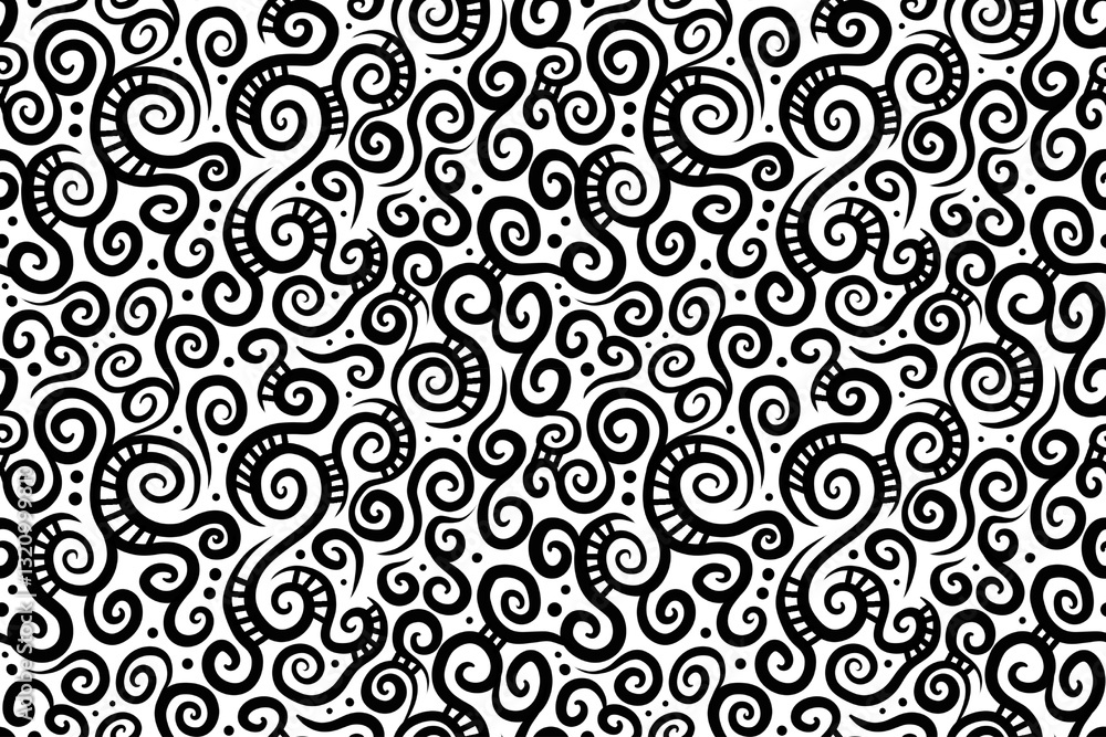 Poster seamless repeating pattern wit swirls and twirls. ornate line art repeatable pattern with screwed up