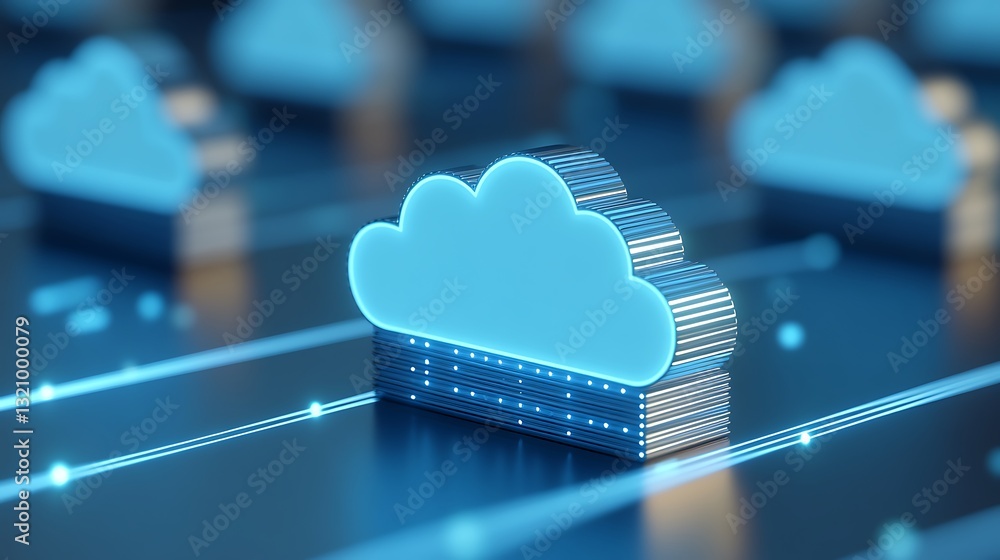 Aufkleber abstract digital cloud icon with led light effects representing modern cloud computing technology