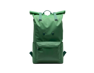 Green travel backpack isolated on a transparent background