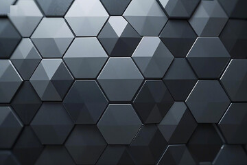 Abstract Geometric 3D Hexagonal Honeycomb Pattern with Metallic Texture and Seamless Design