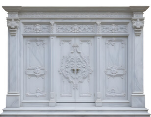 3d rendering of a white marble fireplace isolated on a transparent background