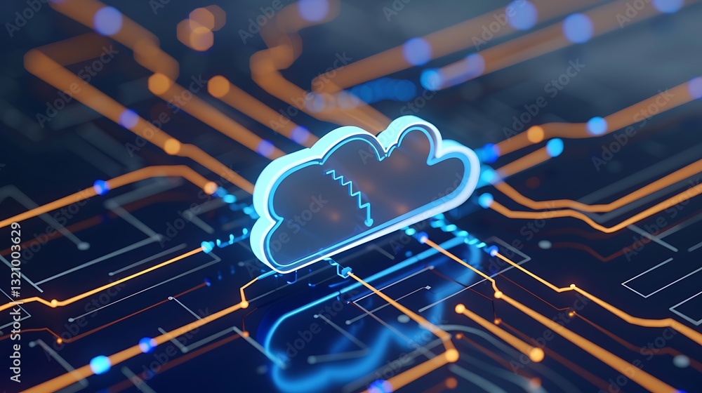 Aufkleber digital cloud computing concept with circuit board, data exchange, and technology background