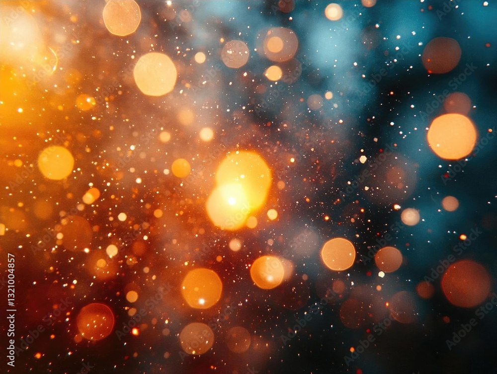 Poster abstract image of glowing bokeh lights in warm and cool tones, creating a dreamy atmosphere