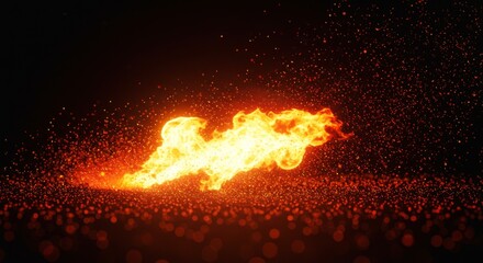 Fire flying background of particles