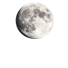 Naklejka premium A full moon rising above a quiet, peaceful lake, its reflection shimmering on the water, isolated on white background.