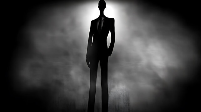 Mysterious Silhouette of a Standing Figure in a Foggy Atmosphere