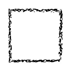 Chalk square shape frame. Hand drawn vector textured chalk geometric grunge design element